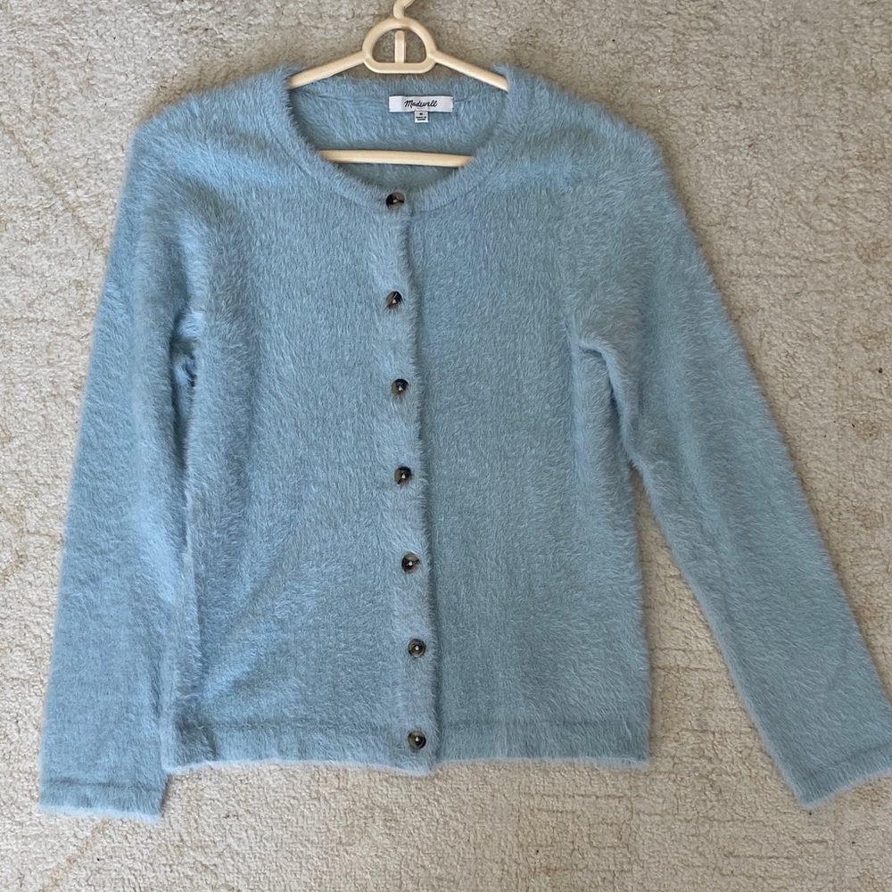 Madewell Light Blue Fuzzy Button Cardigan